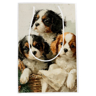 Sac Cadeau Moyen Chiots Cavalier King Charles Noël