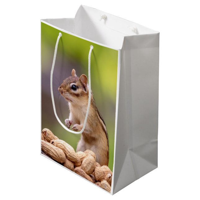 Sac Cadeau Moyen Chipmunk aux cacahuètes (Devant Angle)