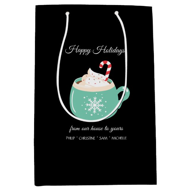 Sac Cadeau Moyen Chocolat chaud de Noël (Devant)
