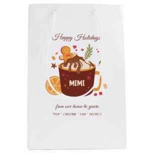 Sac Cadeau Moyen Chocolat chaud mignon avec pain d'épices