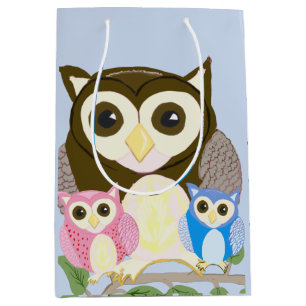 Sac Cadeau Moyen Chouette colorée Sac-cadeau moyen