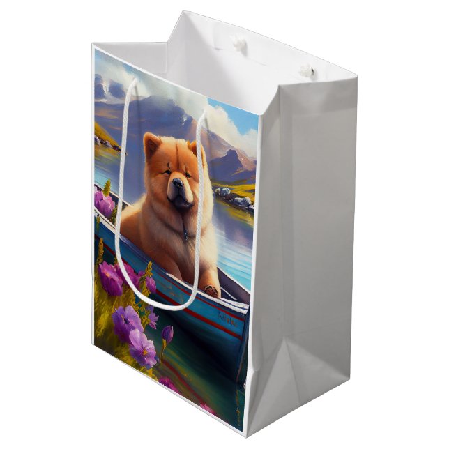 Sac Cadeau Moyen Chow Chow sur une pagaie : une aventure Pittoresqu (Devant Angle)