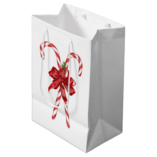 Sac Cadeau Moyen Christmas Candy Canes Tied with a Bow (Devant Angle)