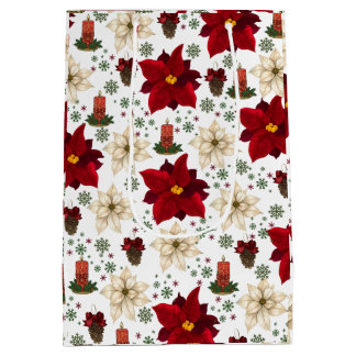 Sac Cadeau Moyen Christmas flowers