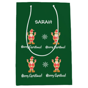 Sac Cadeau Moyen Christmas Gingerbread Brown Père Noël Personnalise
