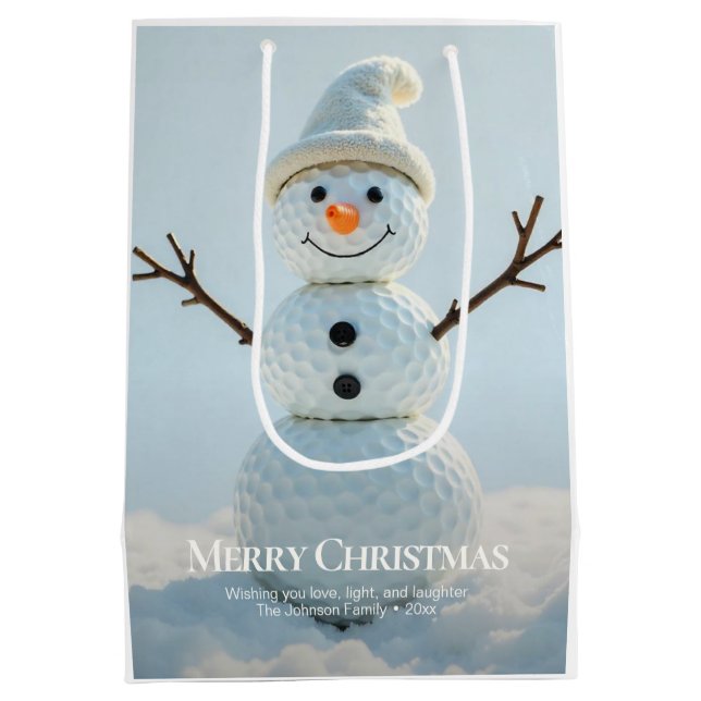 Sac Cadeau Moyen Christmas Golf Ball Snowman (Dos)