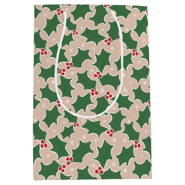 Sac Cadeau Moyen Christmas Holly (Devant)