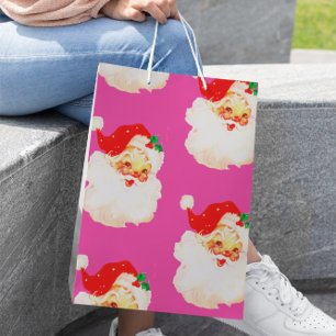 Sac Cadeau Moyen Christmas Jolly Père Noël Joyeux Pink Fun