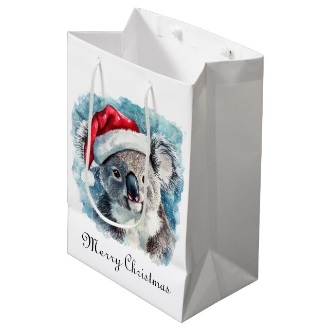 Sac Cadeau Moyen Christmas Koala, personnalisable (Devant Angle)