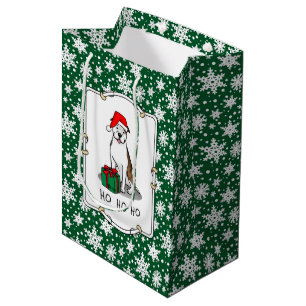 Sac Cadeau Moyen Christmas Père Noël Pit Bull (lt brindle white 3) 