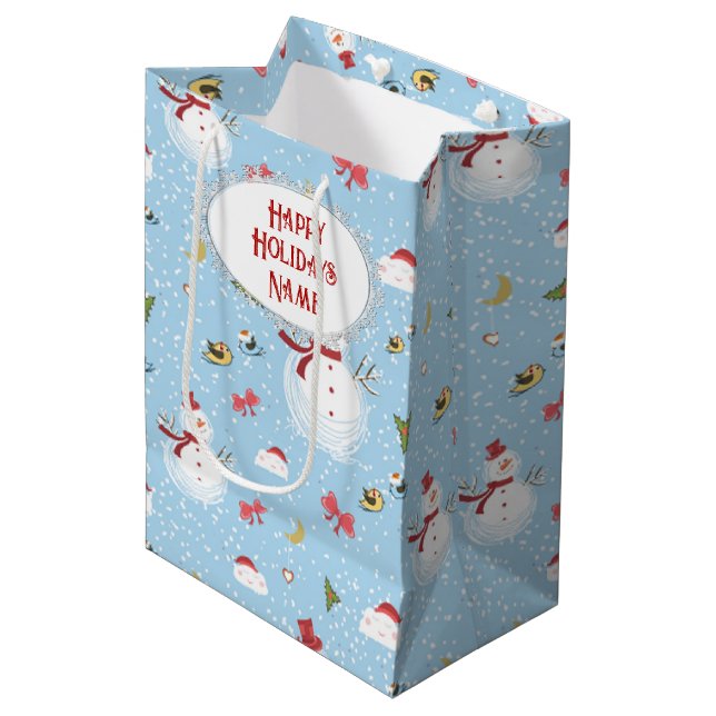 Sac Cadeau Moyen Christmas Snowman (Devant Angle)