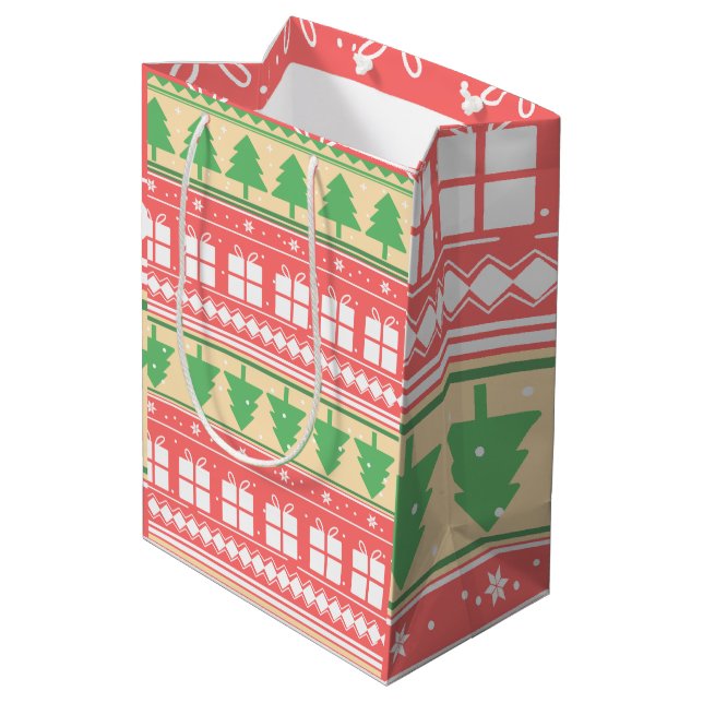 Sac Cadeau Moyen Christmas Tree Pattern - Elegant Holiday  (Dos Angle)