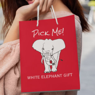 Sac Cadeau Moyen Christmas White Elephant Pick Me Échange de cadeau