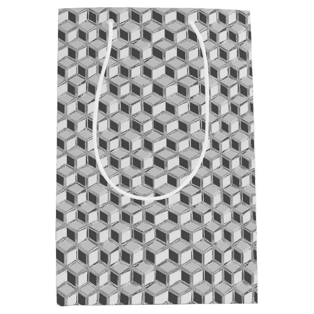 Sac Cadeau Moyen Chrome 3-d boîtes - gris argent (Devant)