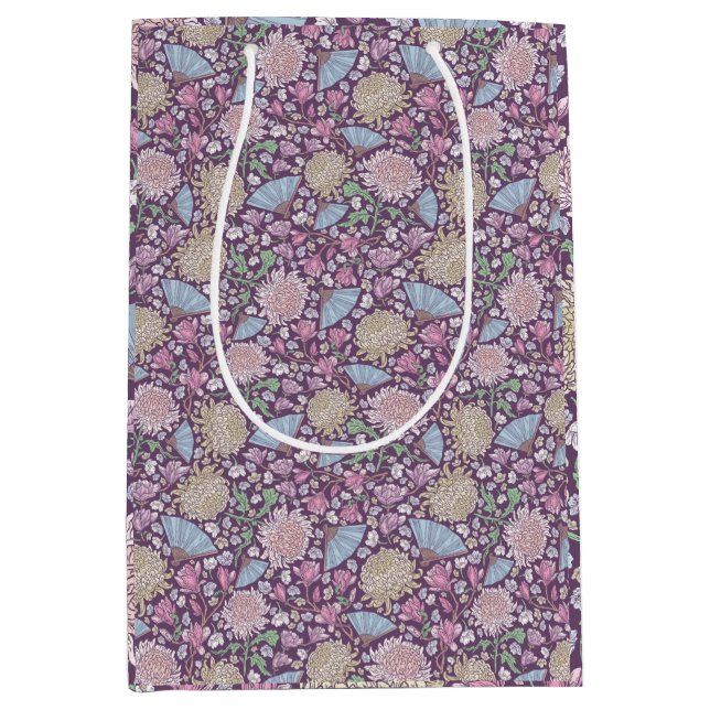 Sac Cadeau Moyen Chrysanthème de la fête des mères jardin de printe (Devant)