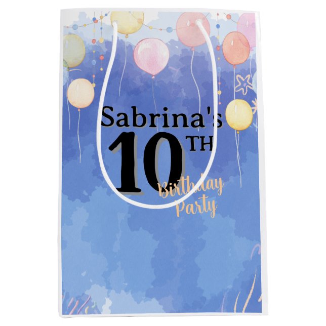 Sac Cadeau Moyen Ciel bleu aquarelle (Devant)