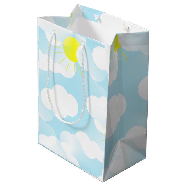 Sac Cadeau Moyen Ciel d'été bleu soleil avec nuages (Dos Angle)