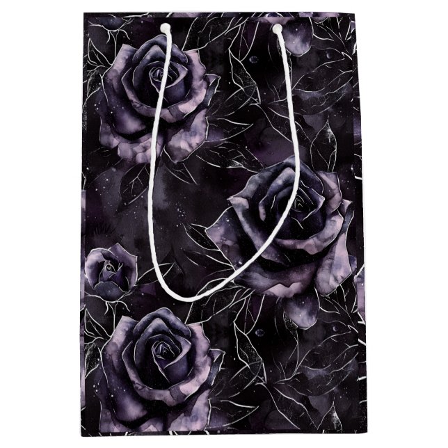 Sac Cadeau Moyen Cimetière violet Rose gothique occulte (Devant)