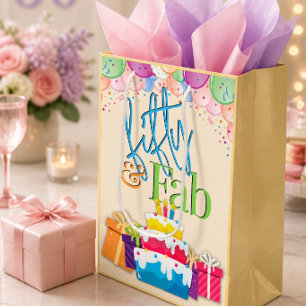 Sac Cadeau Moyen Cinquante ans et superbe Anniversaire coloré