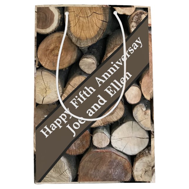 Sac Cadeau Moyen Cinquième anniversaire Mariage modifiable