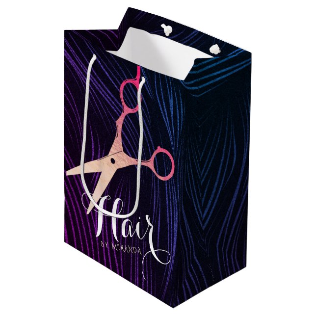 Sac Cadeau Moyen Ciseaux Rose Gold Coiffeur Coiffeuse Beauté (Devant Angle)