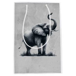 Sac Cadeau Moyen Citation d'éléphant amusant Art animal