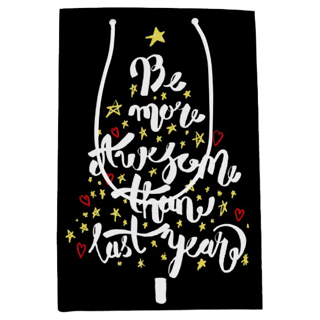 Sac Cadeau Moyen Citation inspirante de l'arbre de Noël (Devant)