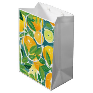 Sac Cadeau Moyen Citron arbre Artisan Citrons Oranges Limes Coloré 