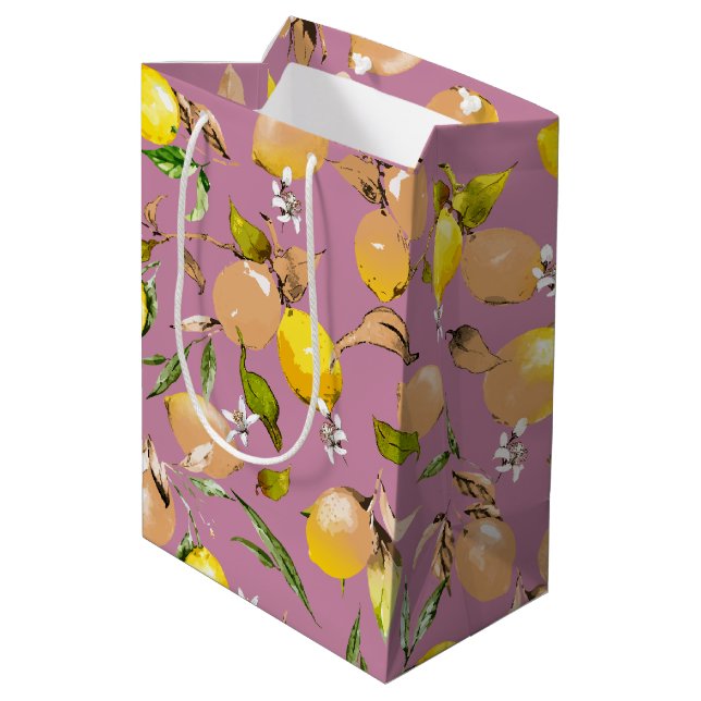 Sac Cadeau Moyen citrons aquarelle 24 (Dos Angle)
