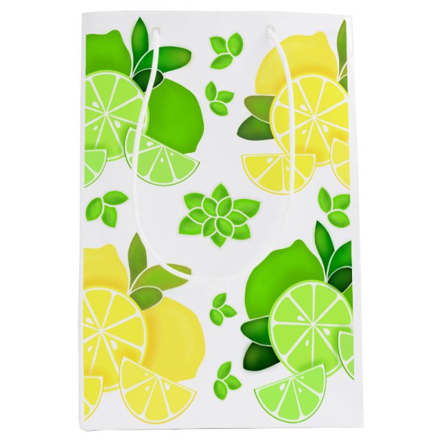 Sac Cadeau Moyen Citrons citrons | tranches de citron vert (Devant)