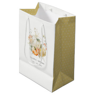 Sac Cadeau Moyen Citrouille Fleur sauvage chic Pastel Mariage aquar