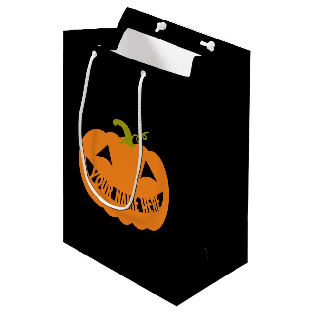 Sac Cadeau Moyen Citrouille Halloween personnalisé (Devant Angle)