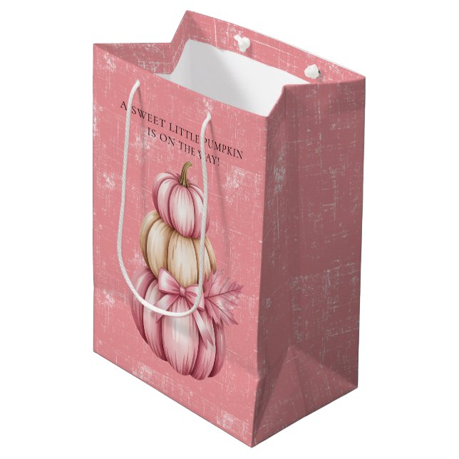 Sac Cadeau Moyen Citrouille rose bébé fille douche (Devant Angle)