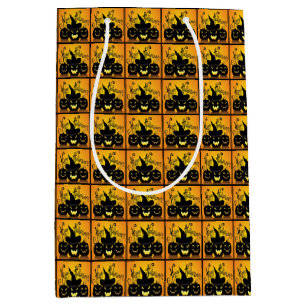 Sac Cadeau Moyen Citrouilles de Black Happy Halloween