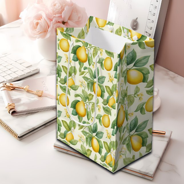 Sac Cadeau Moyen Citrus aux fleurs de citron méditerranéen (Créateur téléchargé)