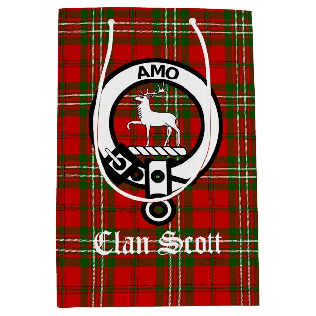 Sac Cadeau Moyen Clan Scott Crest Badge & Tartan (Devant)