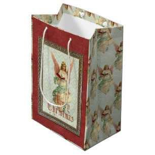 Sac Cadeau Moyen Classic Elegant Victorien Vintage Noël Angel