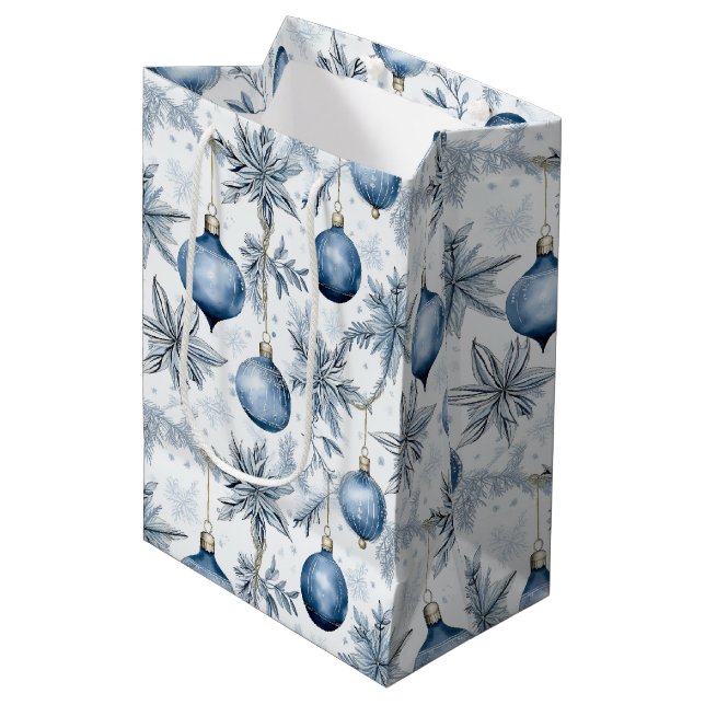 Sac Cadeau Moyen Classic Retro Arbre Bleu Vin Petit et (Devant Angle)