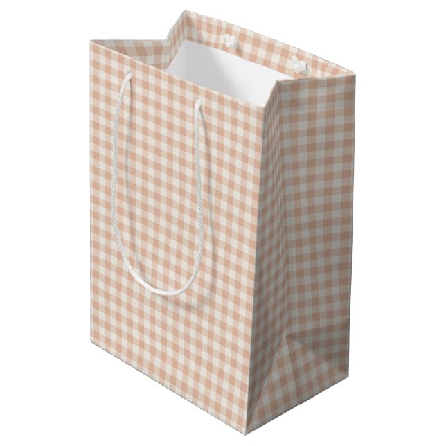 Sac Cadeau Moyen Classique Gingham Début d'Automne | Abricot Chaud (Dos Angle)