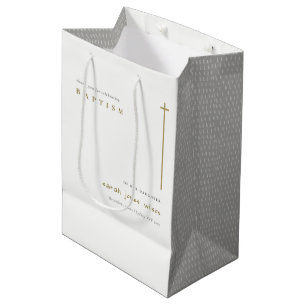 Sac Cadeau Moyen Classy Elegant Minimal Gold Typographie Baptême