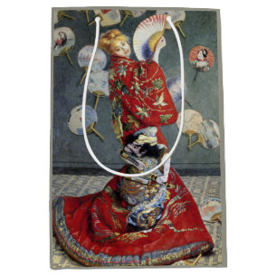 Sac Cadeau Moyen Claude Monet Camille en kimono japonais rouge Art