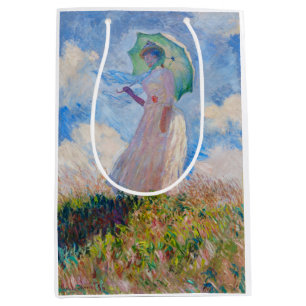 Sac Cadeau Moyen Claude Monet - Femme avec Parasol face à gauche