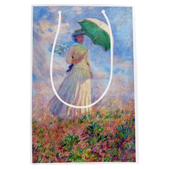 Sac Cadeau Moyen Claude Monet - Femme avec un parasol face à droite (Devant)