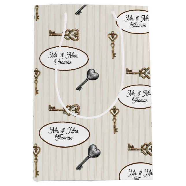 Sac Cadeau Moyen Clés sur le chauffage domestique en carton Personn (Devant)