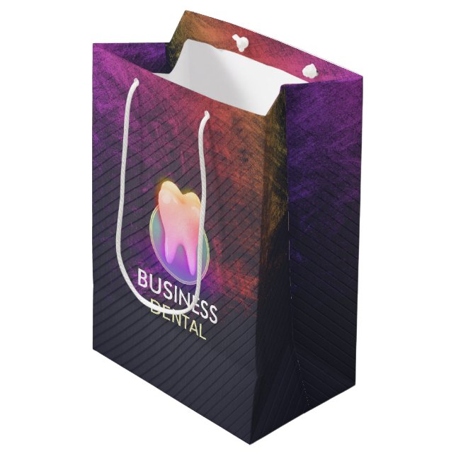Sac Cadeau Moyen Clinique dentaire professionnelle Rose Gold Tooth (Devant Angle)