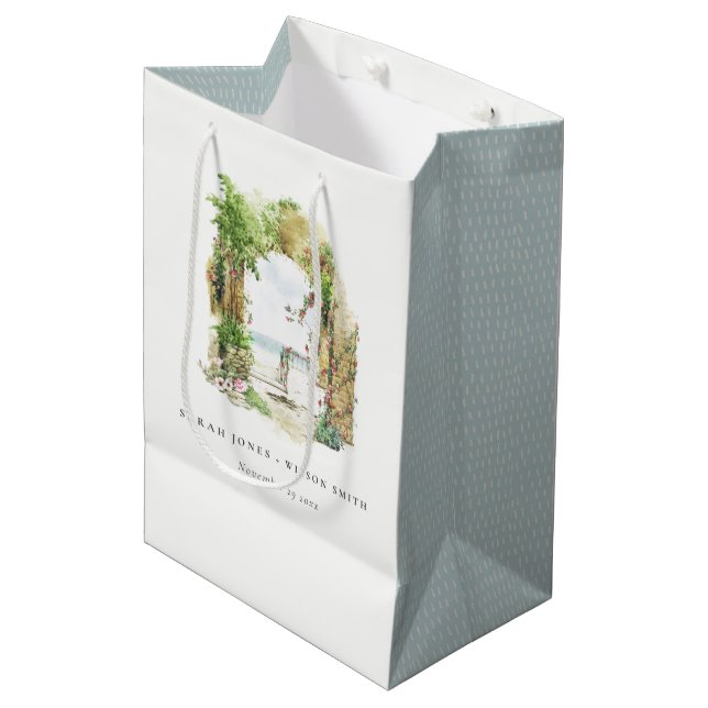 Sac Cadeau Moyen Coastal Botanical Arch Sand Beach Seascape Wedding (Devant Angle)