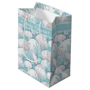 Sac Cadeau Moyen Coastal Seashell & Coral Motif#3 ID1009