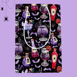 Sac Cadeau Moyen Cocktails et potions d'Halloween violet rouge