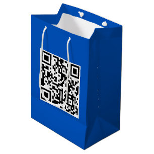 Sac Cadeau Moyen Code QR Anniversaire Sur Bleu
