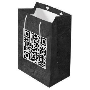 Sac Cadeau Moyen Code QR Anniversaire sur le cuir noir